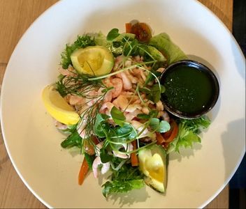Shrimp salad at Good to Great tennis hall - Life in Danderyd